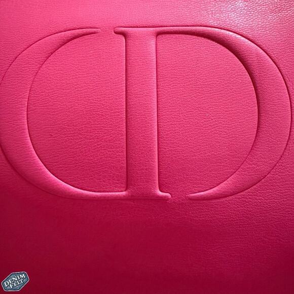 Christian Dior Beauté Pink/Red Dual Tone Cosmetic Pouch Embossed CD Logo NEW - Picture 3 of 12